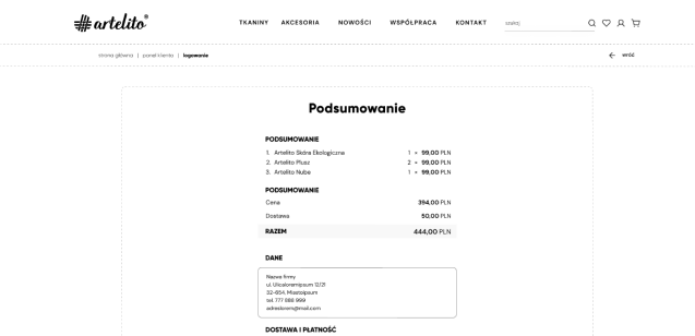 Realizacja sklepu internetowego Artelito