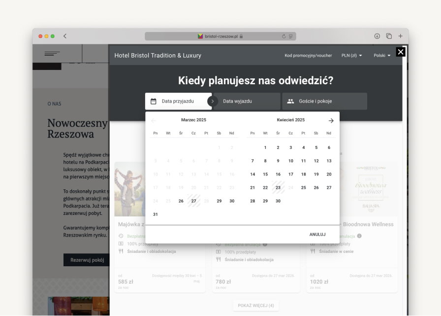 Hotel Bristol - strona internetowa