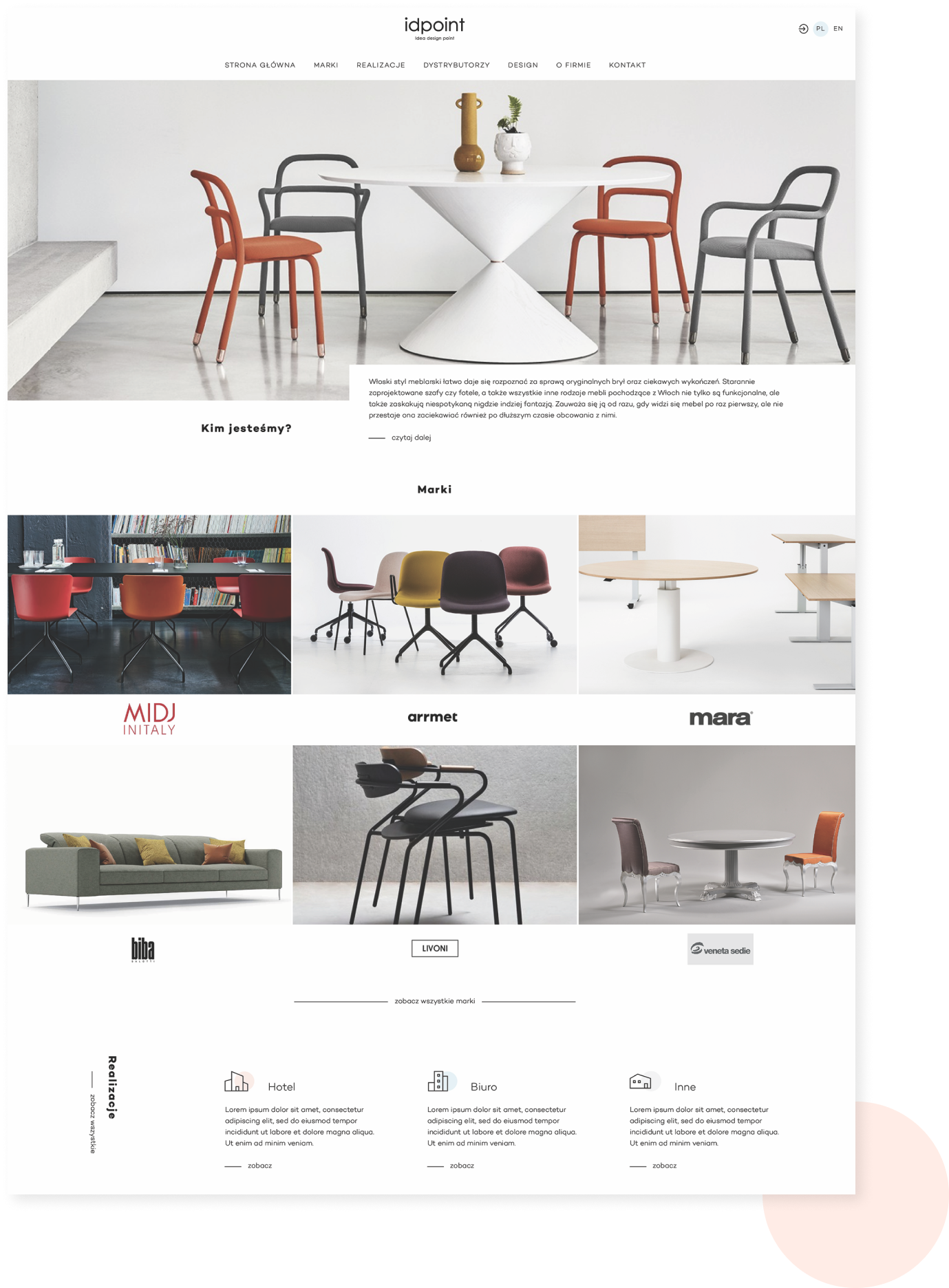 Realizacja strony internetowej dystrybutora mebli ID Point