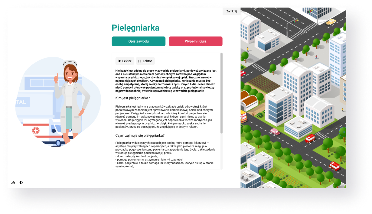 Realizacja aplikacji edukacyjnej Miasto Zawodów