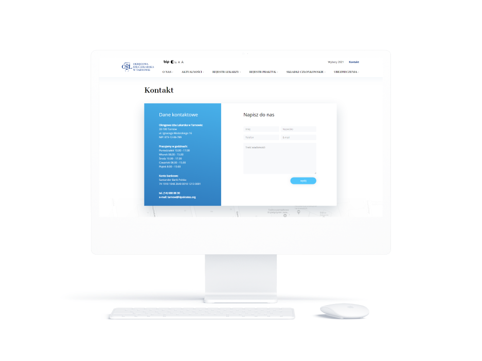 strona www okręgowej izby lekarskiej Tarnów