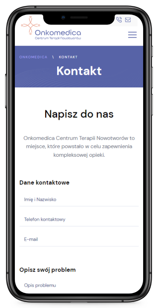 Realizacja strony www dla kliniki onkologicznej Onkomedica