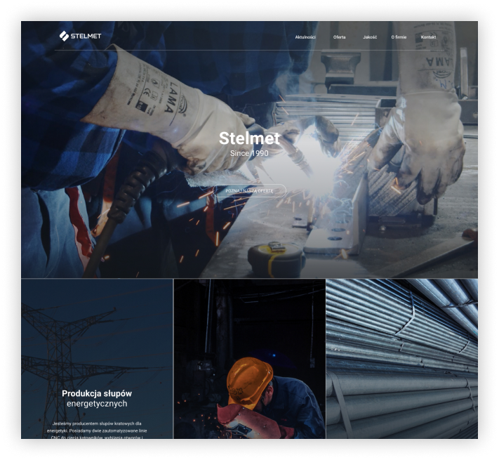 Realizacja strony www dla firmy przemysłowej STELMET