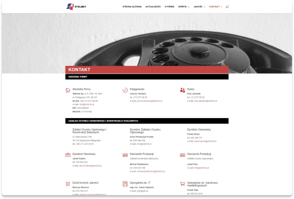 Realizacja strony www dla firmy przemysłowej STELMET