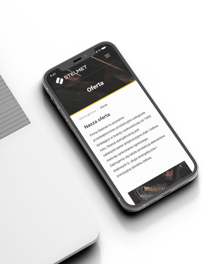 Realizacja strony www dla firmy przemysłowej STELMET