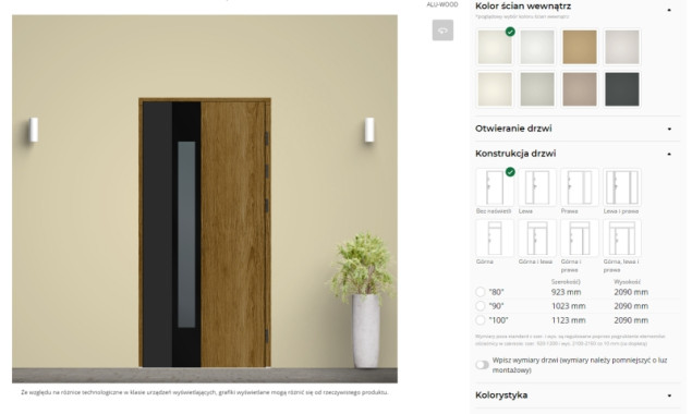 Konfigurator drzwi  na stronie www